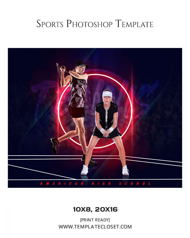 Tennis Color And Light Effect Photography Template