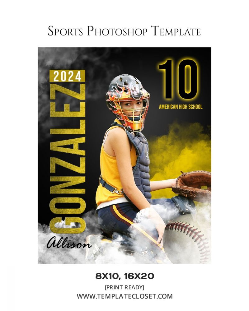 Elena Thomas - Softball Memory Mate Print Ready Sports Poster