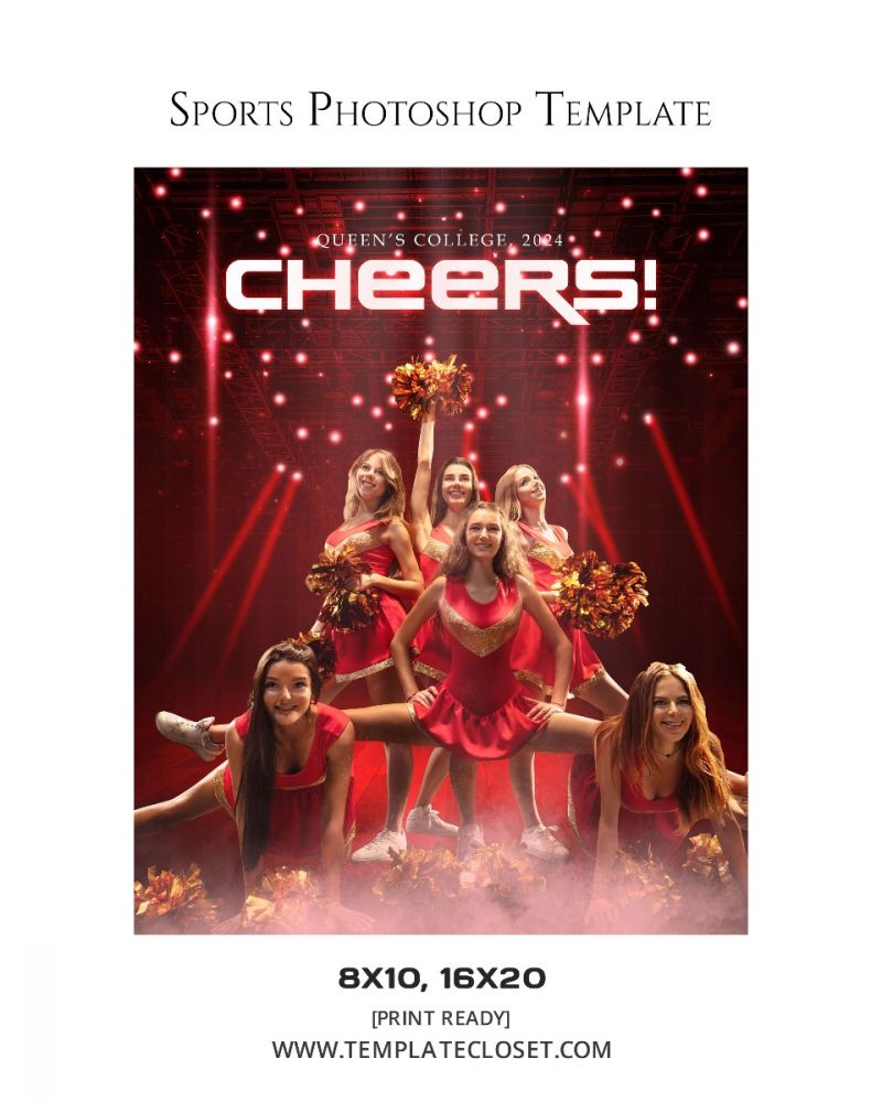 Cheerleader Golden Effect Customized Layered Photoshop Template