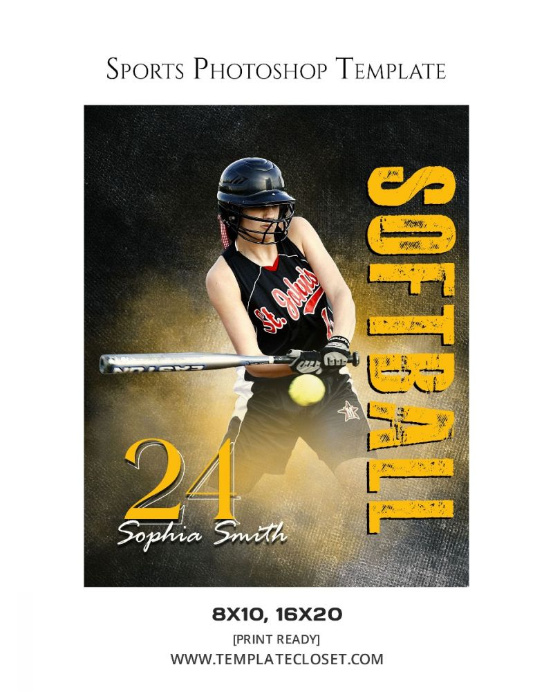 Elena Thomas - Softball Memory Mate Print Ready Sports Poster