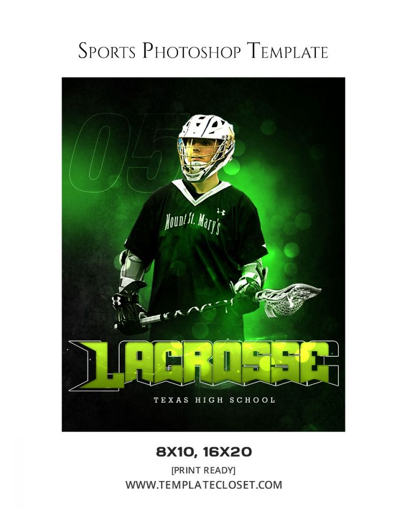 Lacrosse Green Effect Customized Photoshop Layered Template