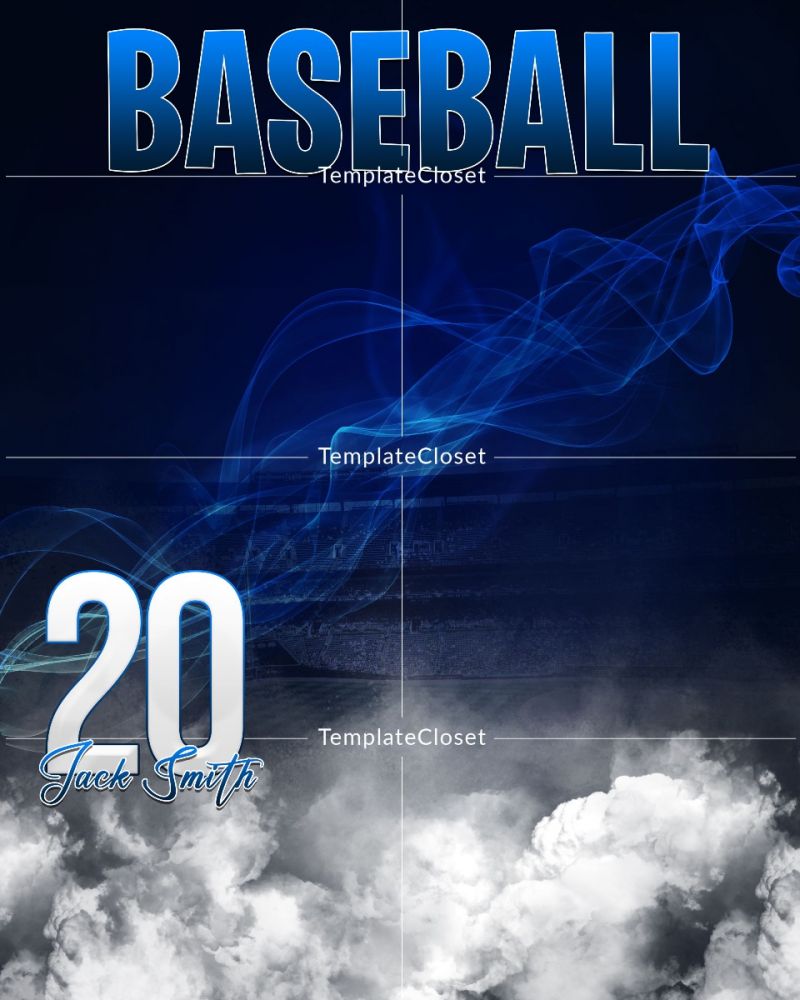 Baseball Blue Effect Photography Template
