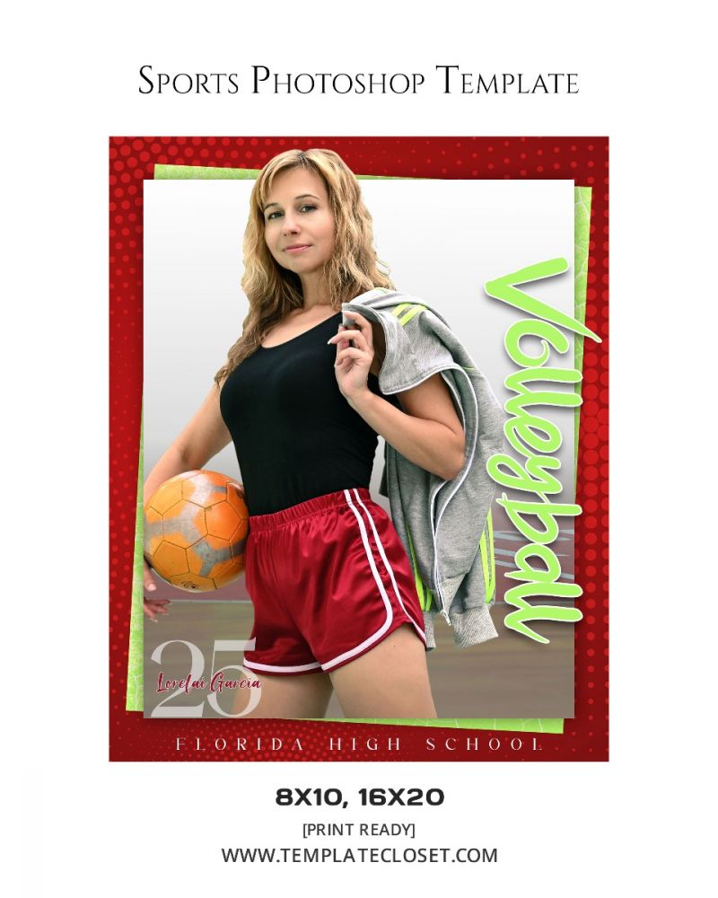 Volleyball Card Effect Photoshop Photography Template