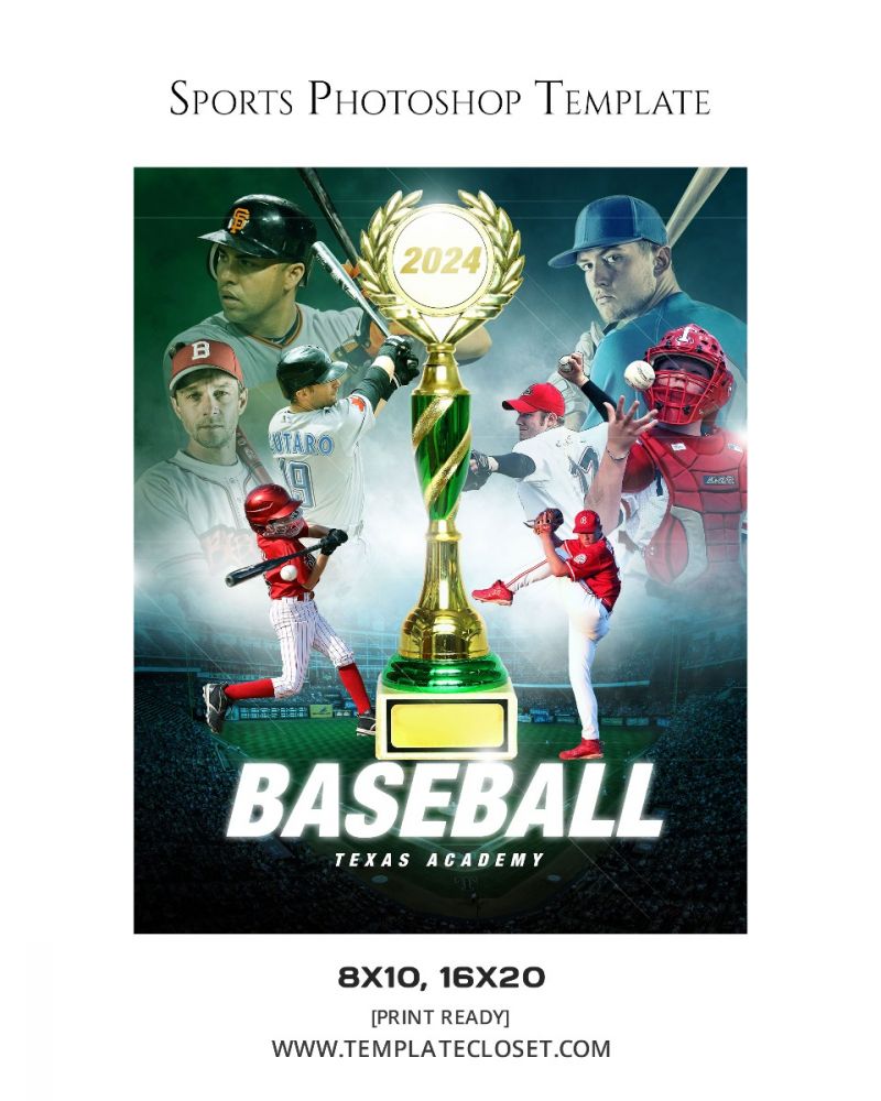 Baseball Trophy Winner Customized Photoshop Template
