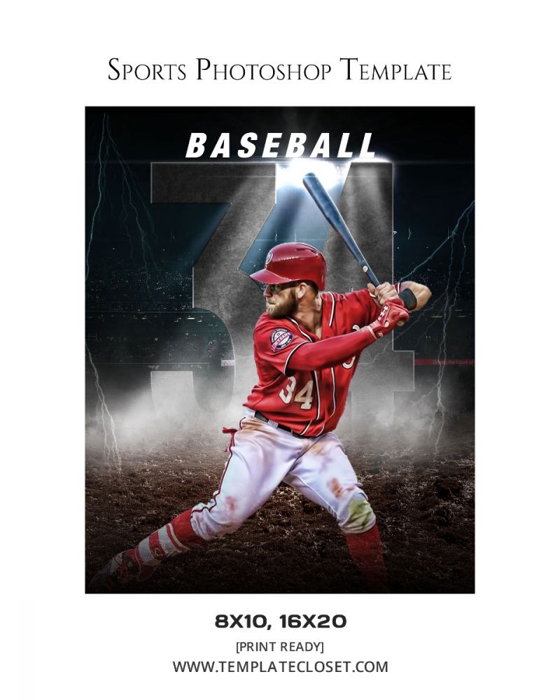 Baseball High Light Effect Sports Photoshop Template