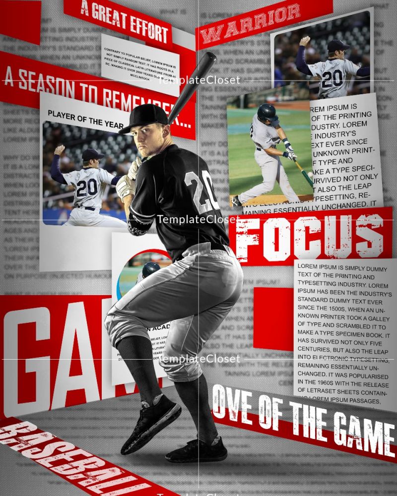 Baseball 3D Effect Photoshop Customized Template