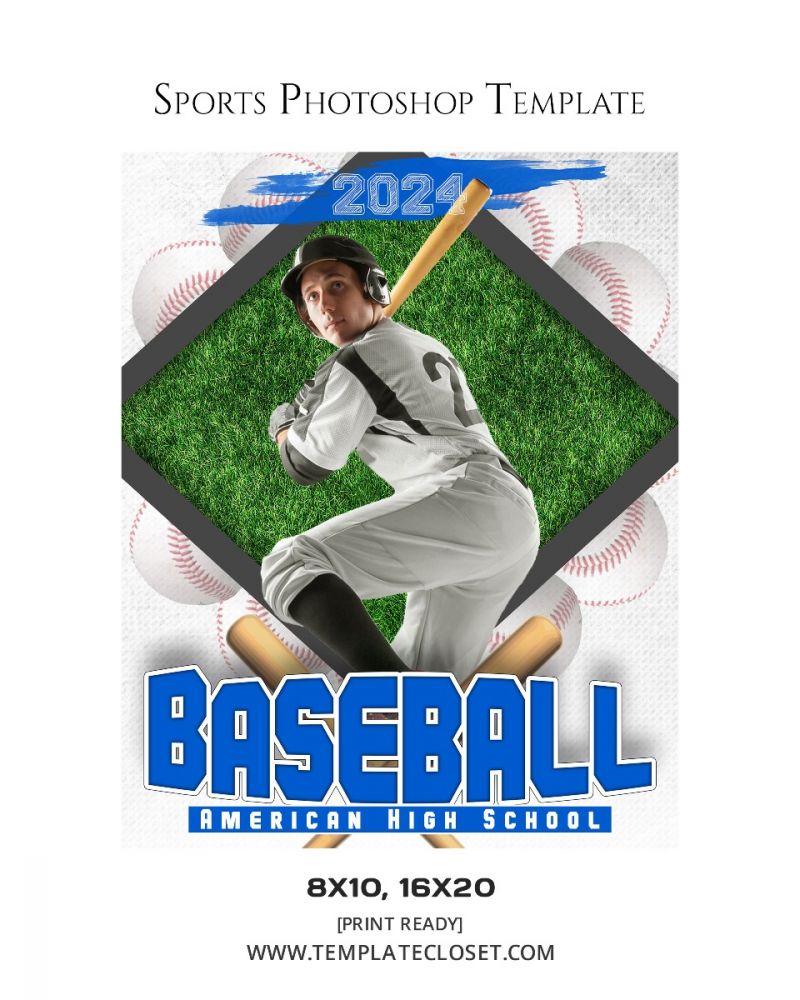 Baseball American High School Photoshop Template