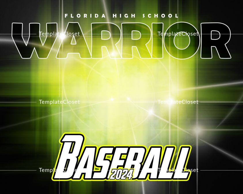 Yellow Baseball Warrior Team Photography Template