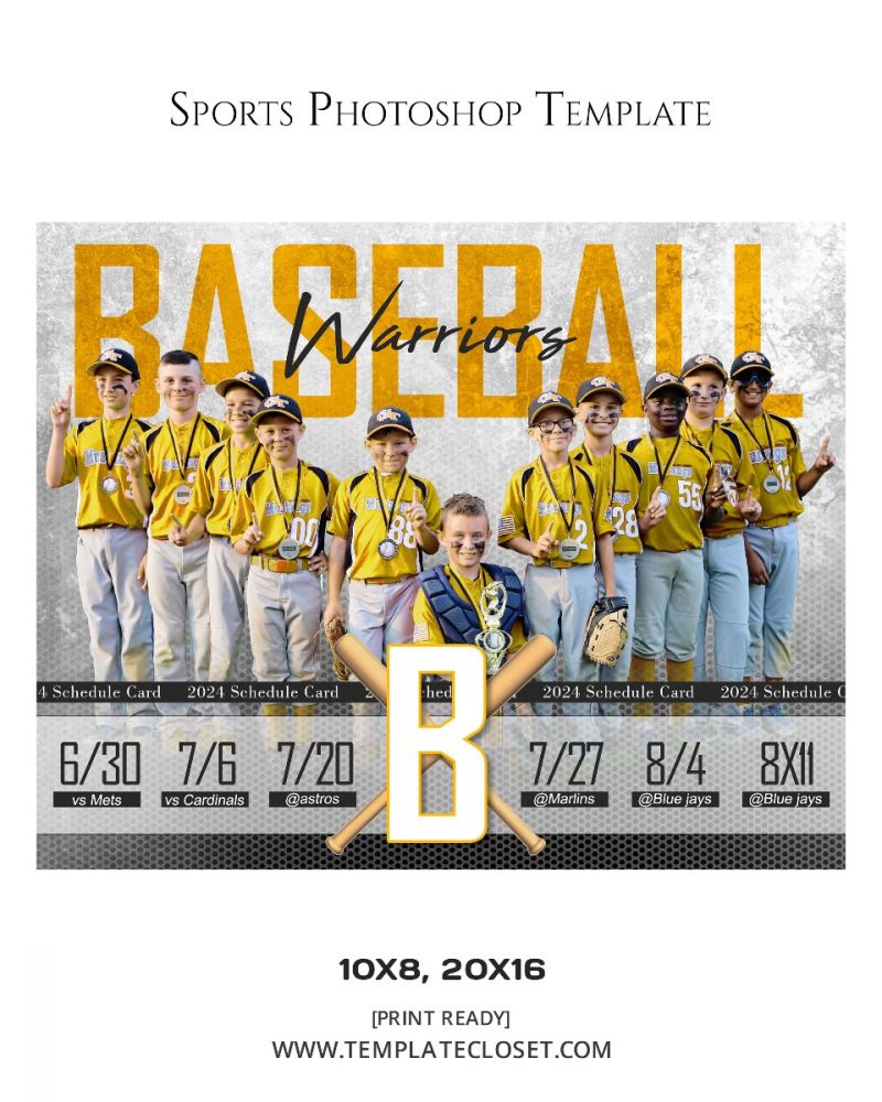 Baseball Team Customized Sports Photoshop Template