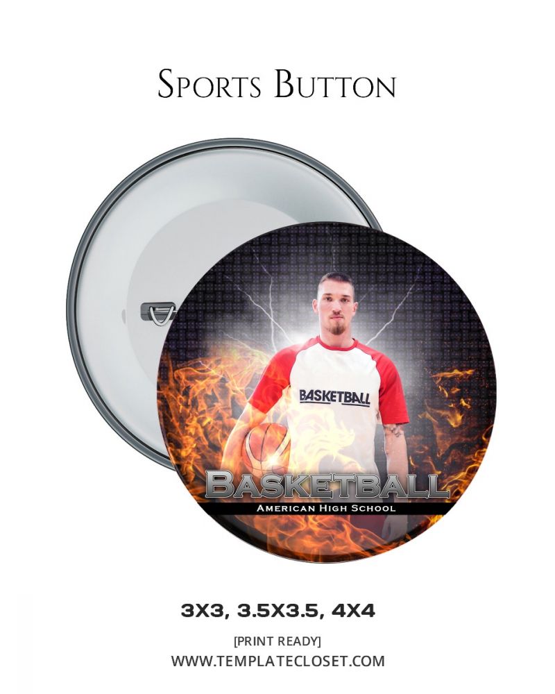 Basketball Print Ready Sports Button
