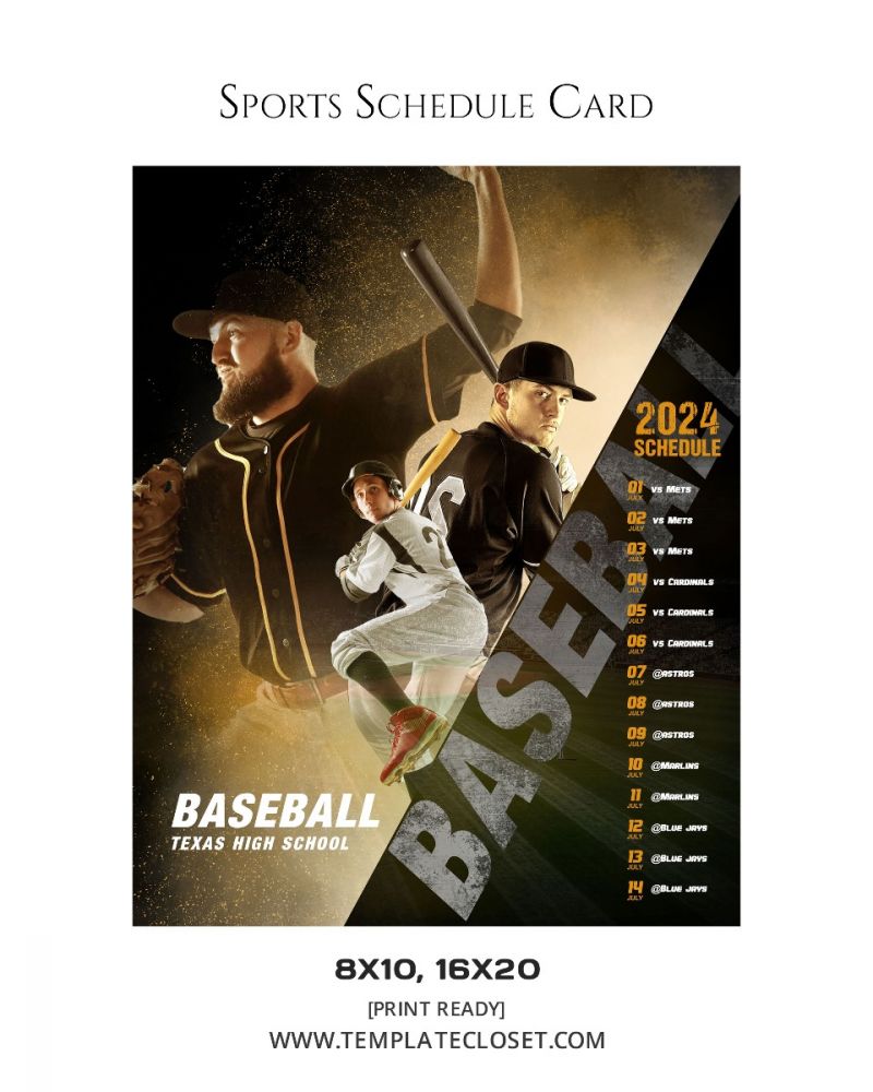 Baseball Memory Mate Schedule Card