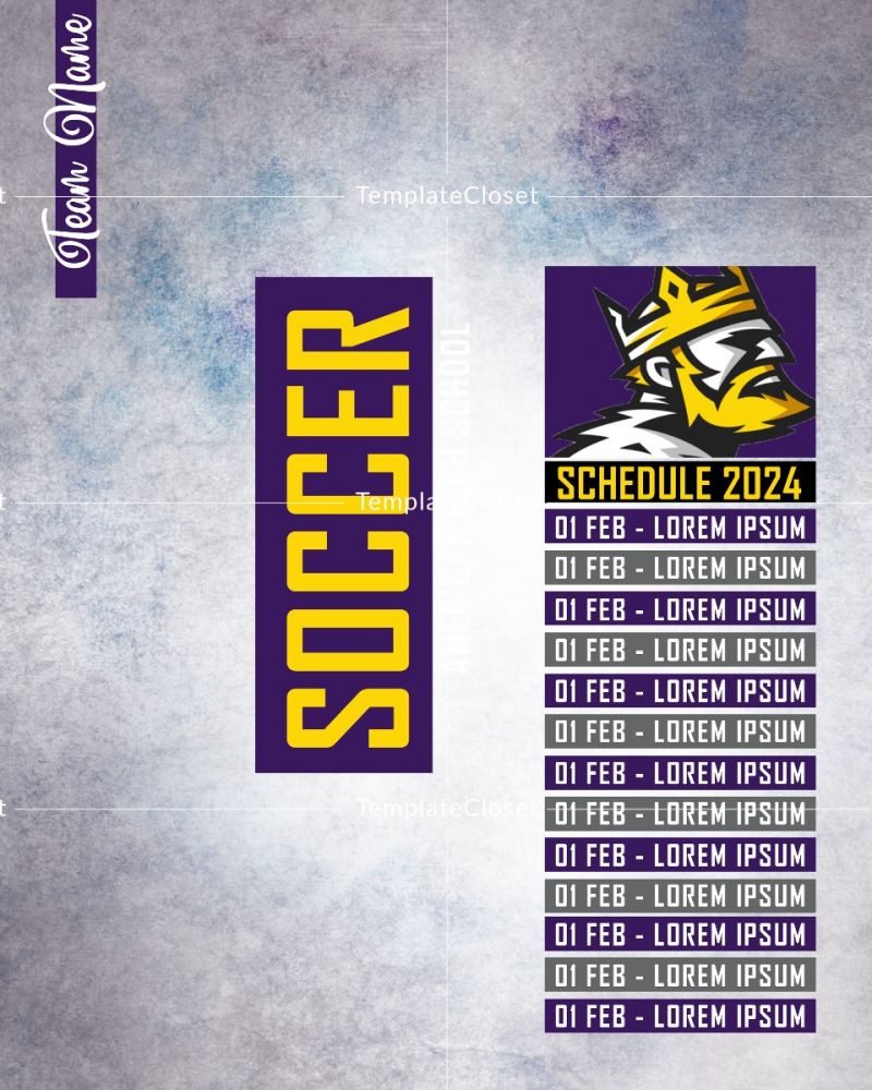 Fully Customized Soccer Schedule Card
