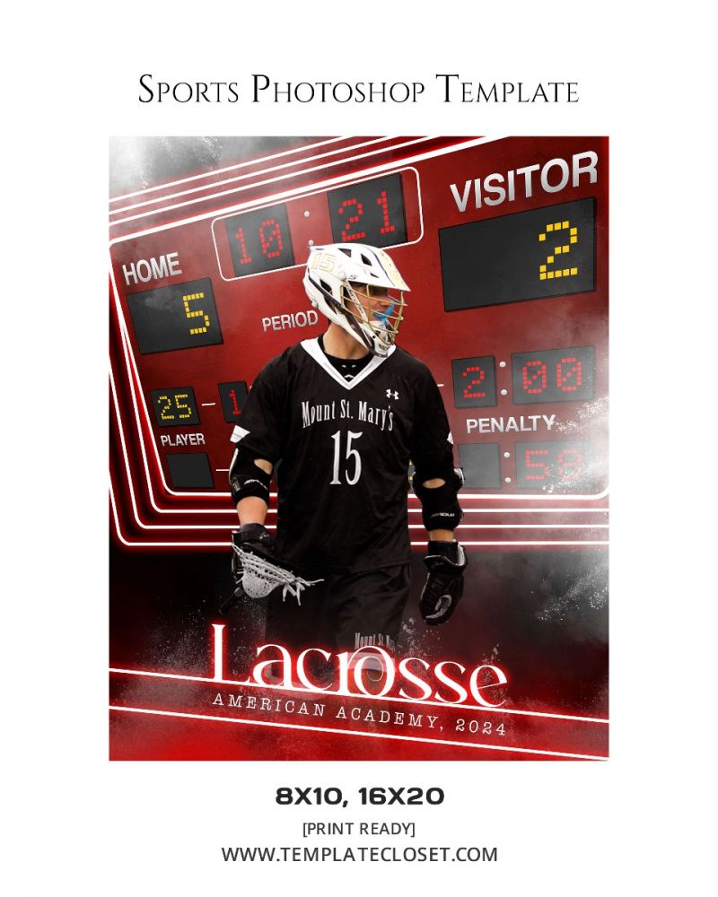 Lacrosse Score Board Customized Photoshop Photography Template