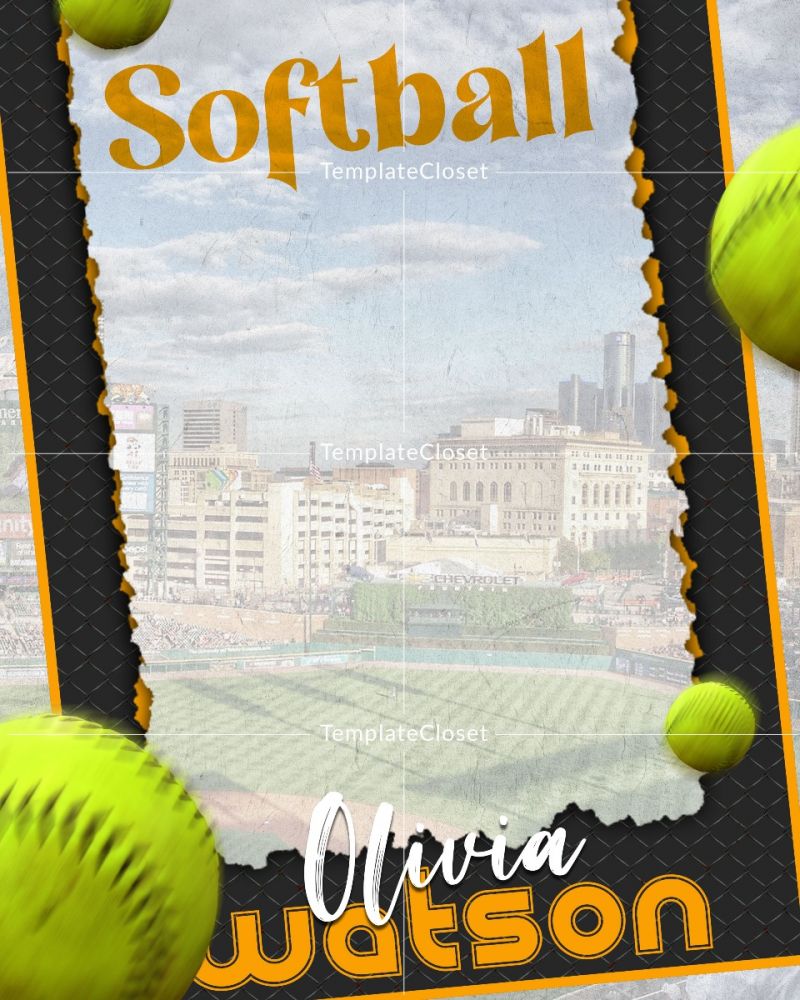 Softball Poster Effect Photoshop Photography Template