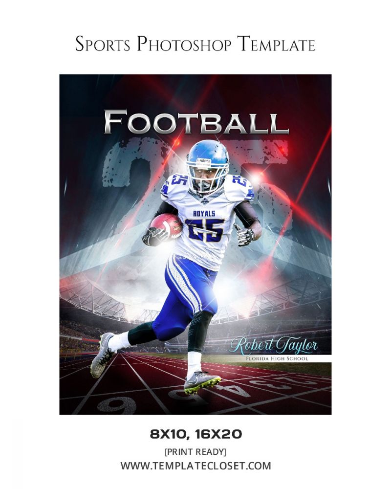 Football Red Effect Customized Photoshop Poster