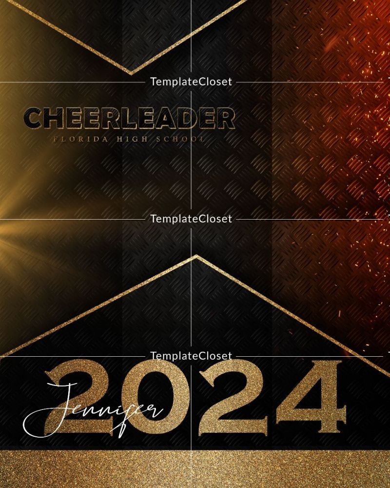 Jennifer - Cheerleader Golden Effect Photography Template