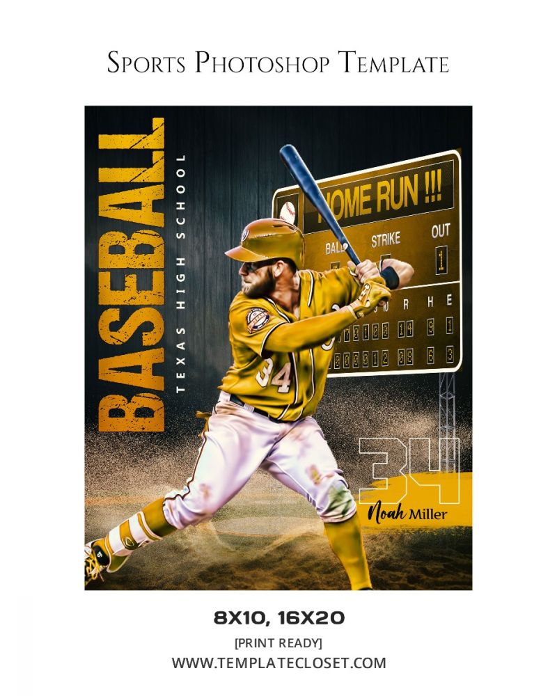 Baseball With Score Board Background Customized Template