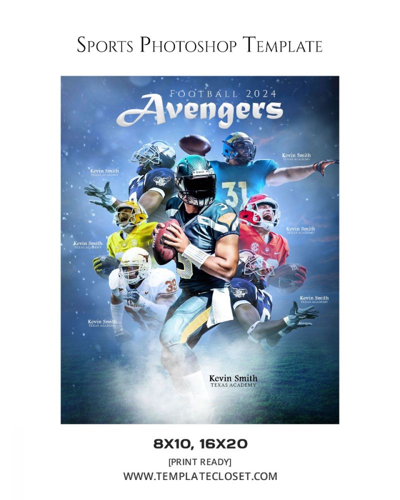 Football Avenger Team Customized Photoshop Template