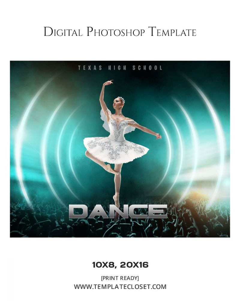 Dance With Green Effect Layered Digital Photography Template