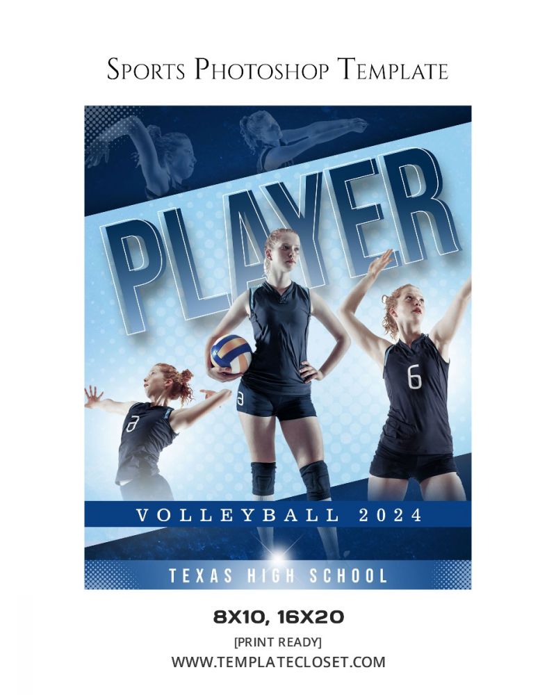 Volleyball Players Layered Photoshop Template