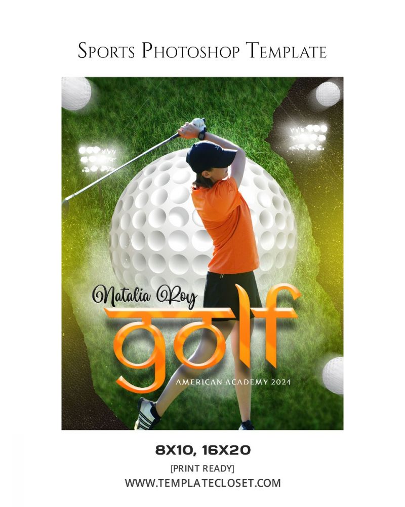 Golf Sports With Golf Ball Background Ready To Use Template