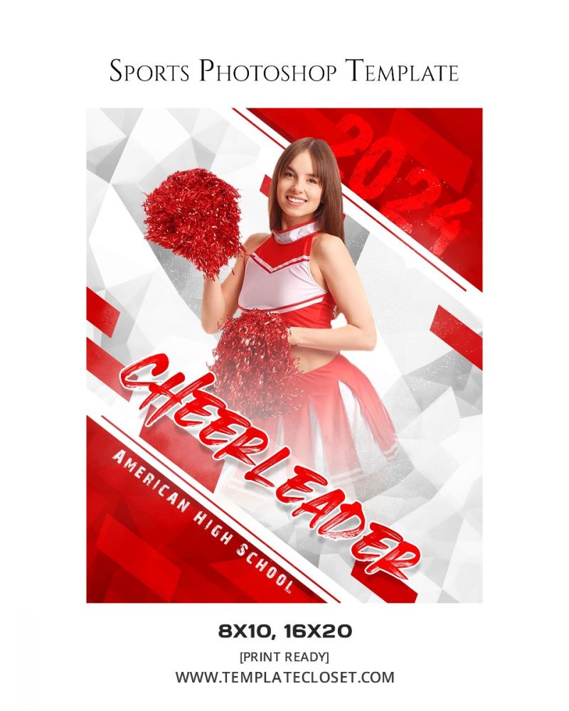 Cheerleader Red And White Effect Photoshop Template