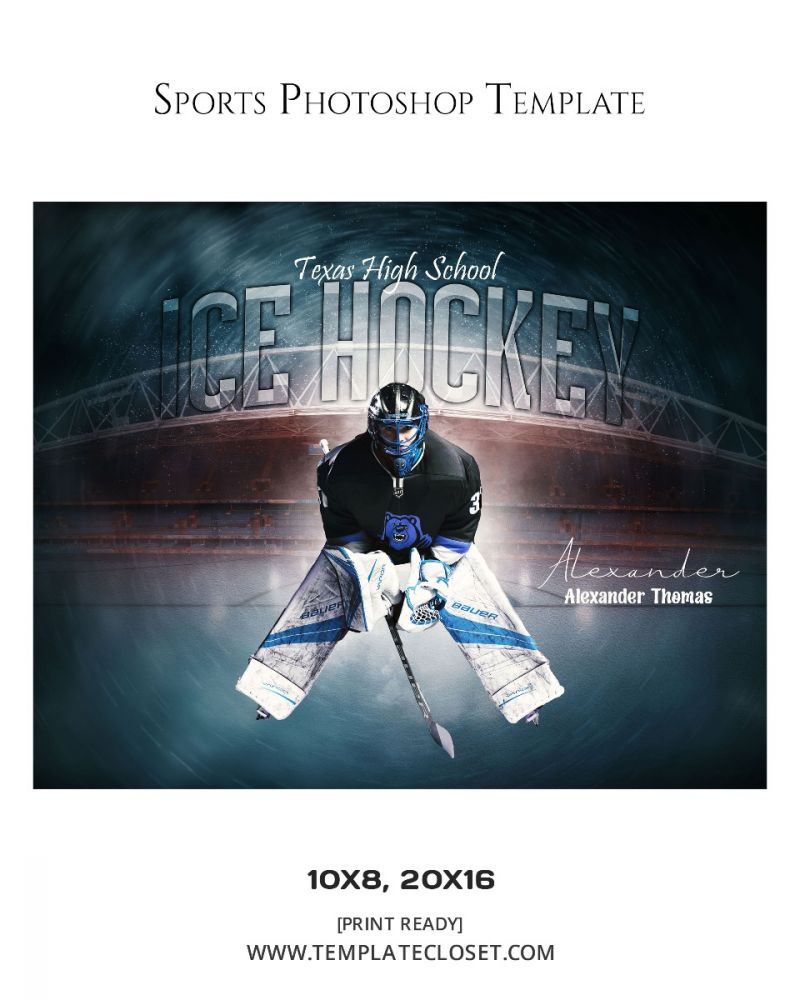 Ice Hockey Print Ready Photography Template