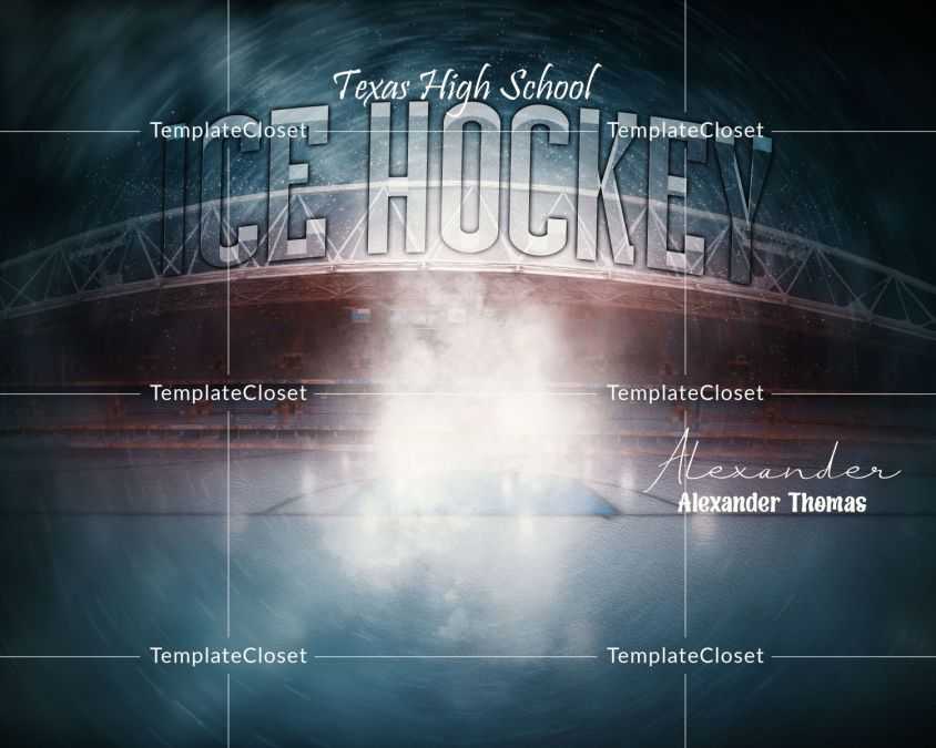 Ice Hockey American High School Photoshop Layered Template