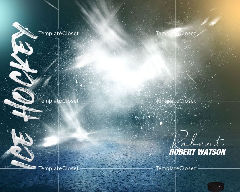 Ice Hockey American High School Photoshop Layered Template