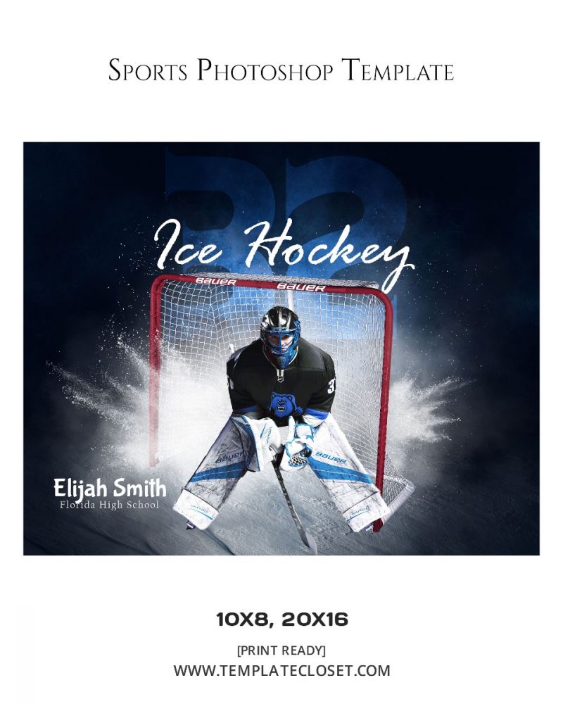 Ice Hockey Powder Effect Photography Template