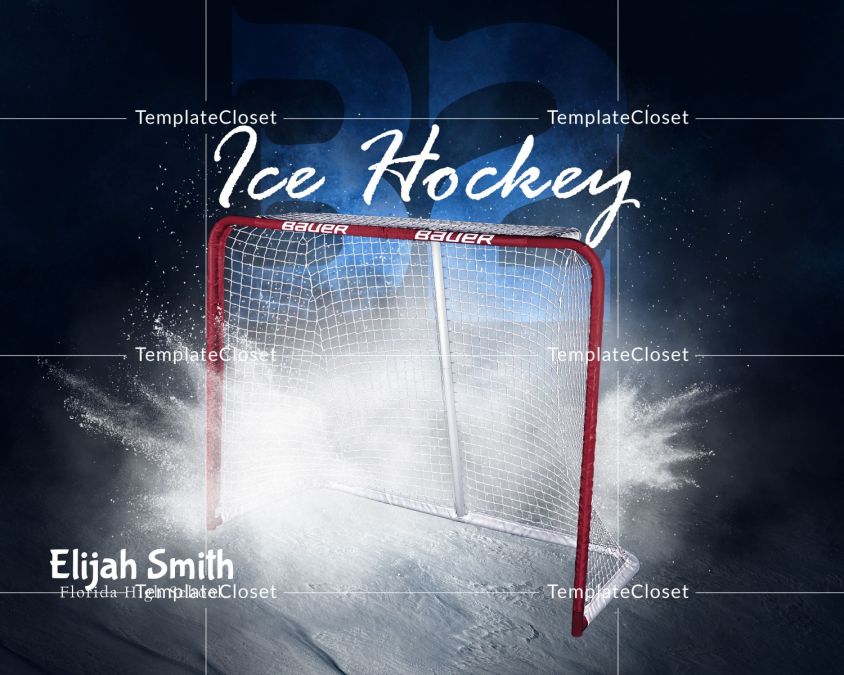 Ice Hockey American High School Photoshop Layered Template