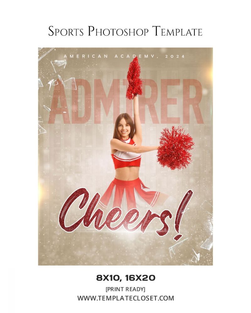 Cheerleader Glass Effect Print Ready Photography Template