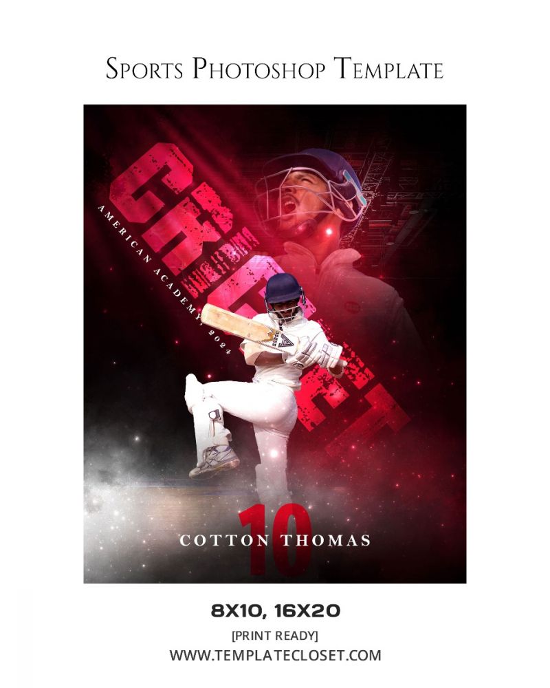 Cricket Print Ready Sports Photoshop Template