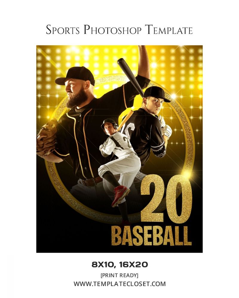 Baseball Light Effect In Background Photography Template