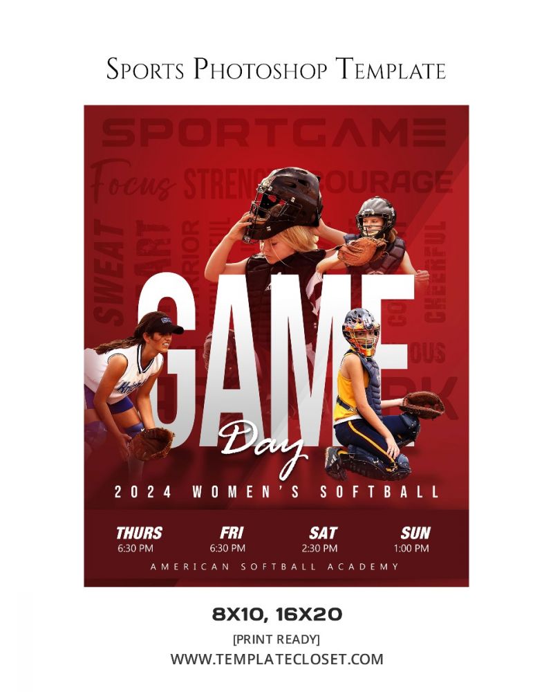 Softball Women Team Of 2024 Photography Template