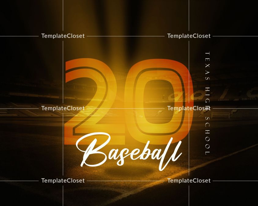 Baseball Yellow Effect Sports Photography Template