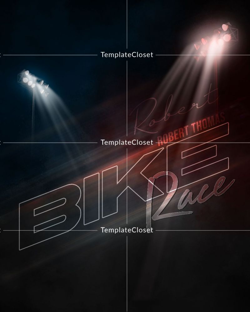 Bike Racing On The Fire Photoshop Layered Template
