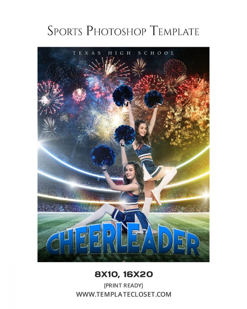 Cheerleader Victory Moment Customized Layered Photography Template
