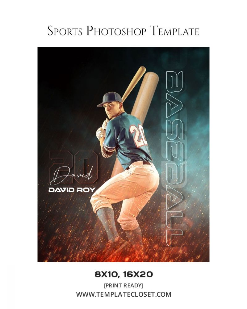 Baseball Color And Spark Effect Layered Template