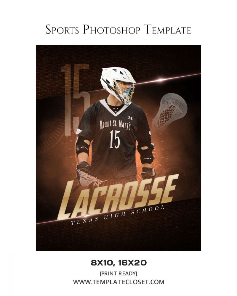 Lacrosse Player Shine Print Ready Sports Template