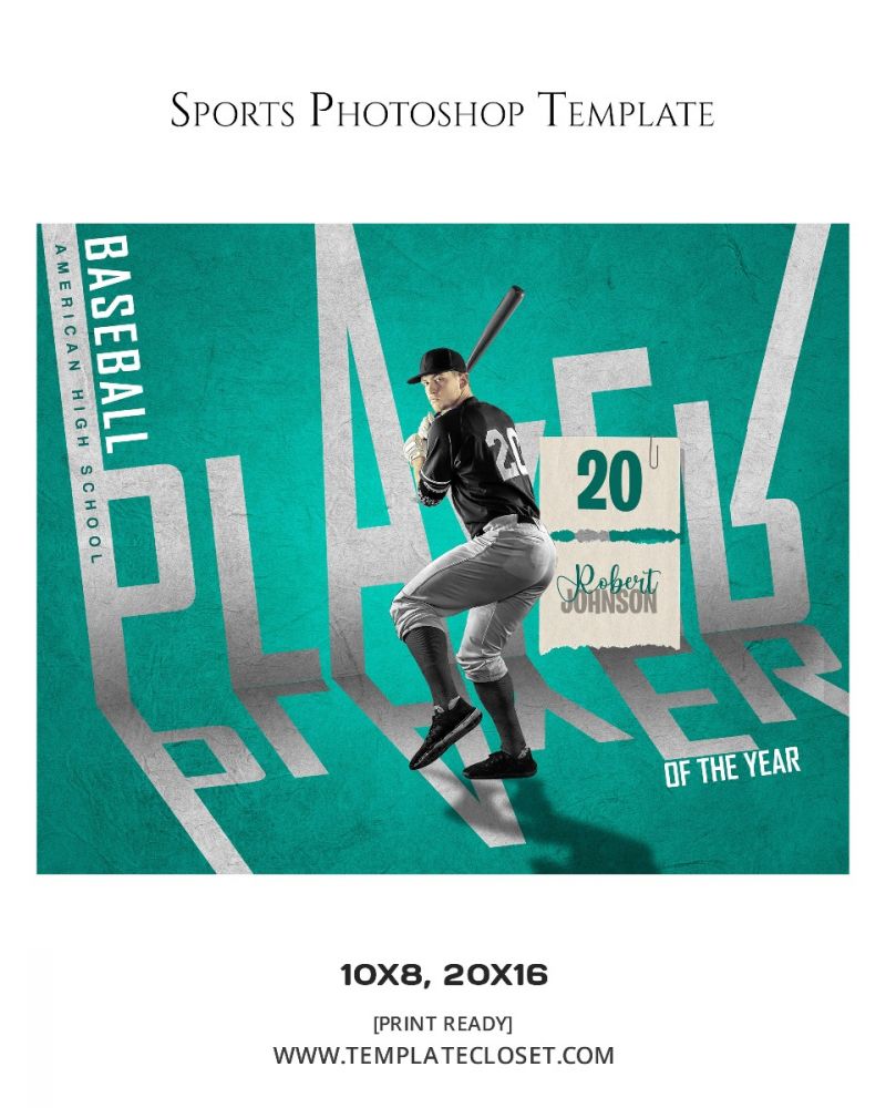 Baseball Player Of The Year Sports Photography Template