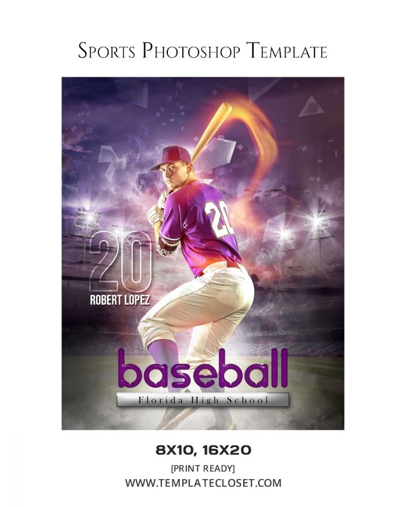 Baseball Glass Effect Photography Template