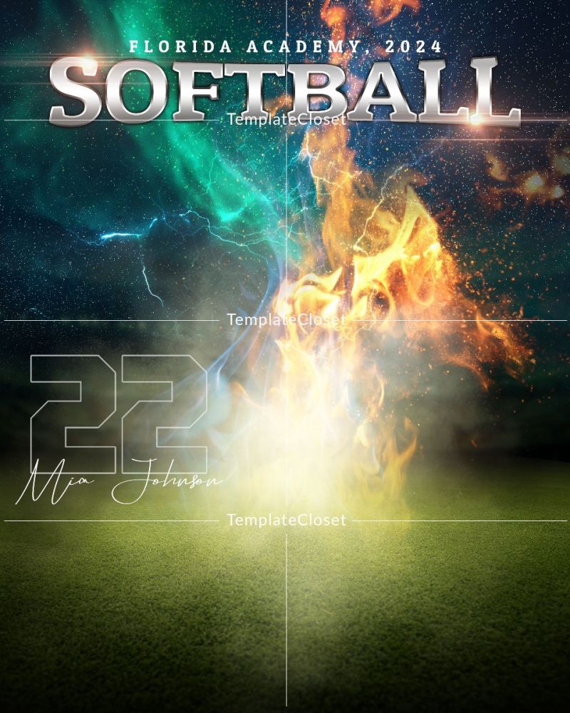 Softball Multi Color And Multi Layered Photography Template