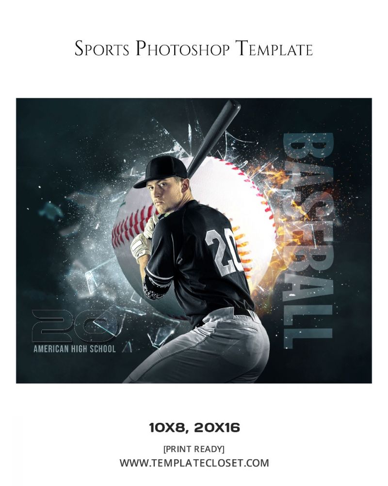 Baseball Glass Effect Sports Photography Template