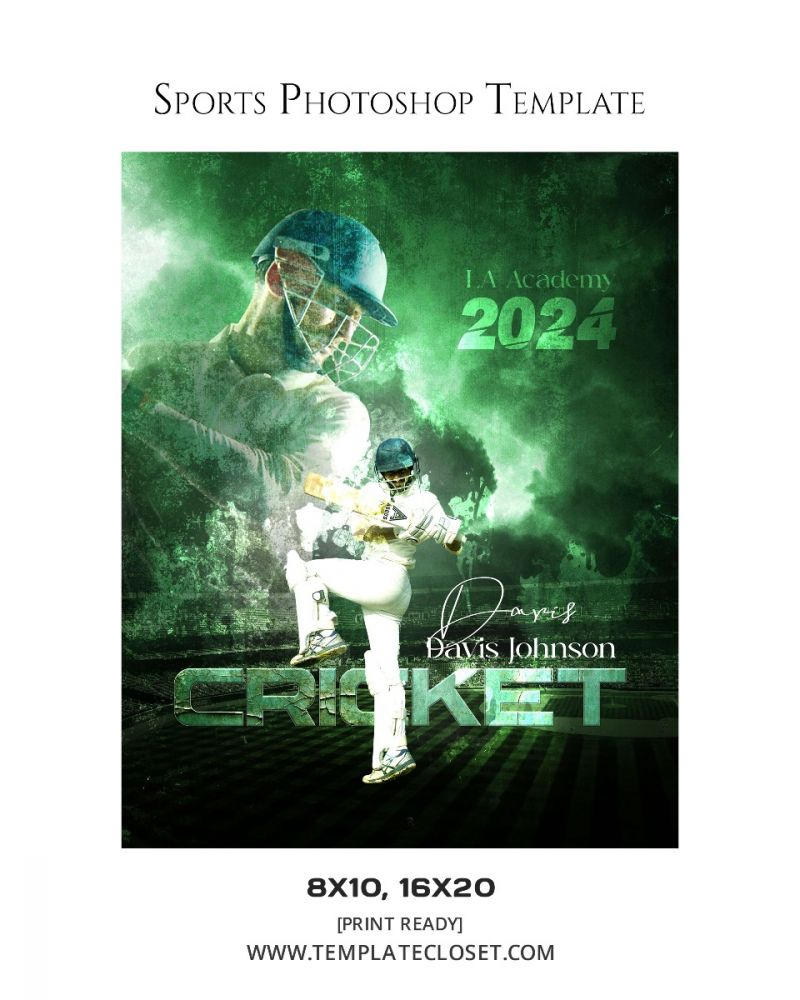 Cricket Green Effect Sports Print Ready Template