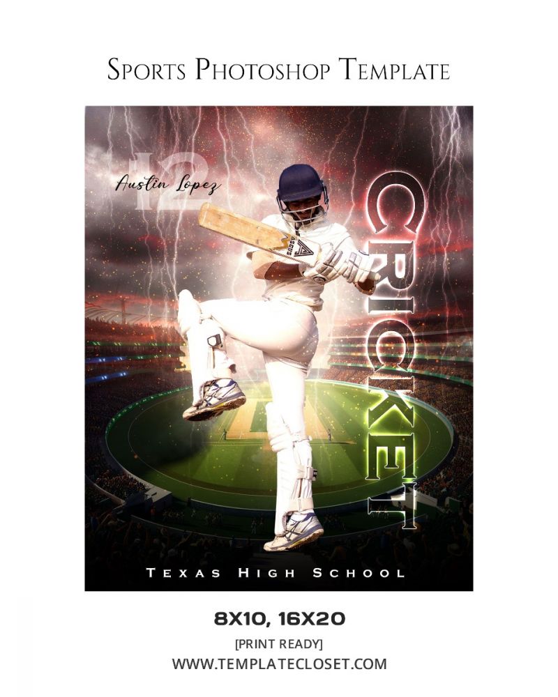 Cricket Green Effect Sports Print Ready Template