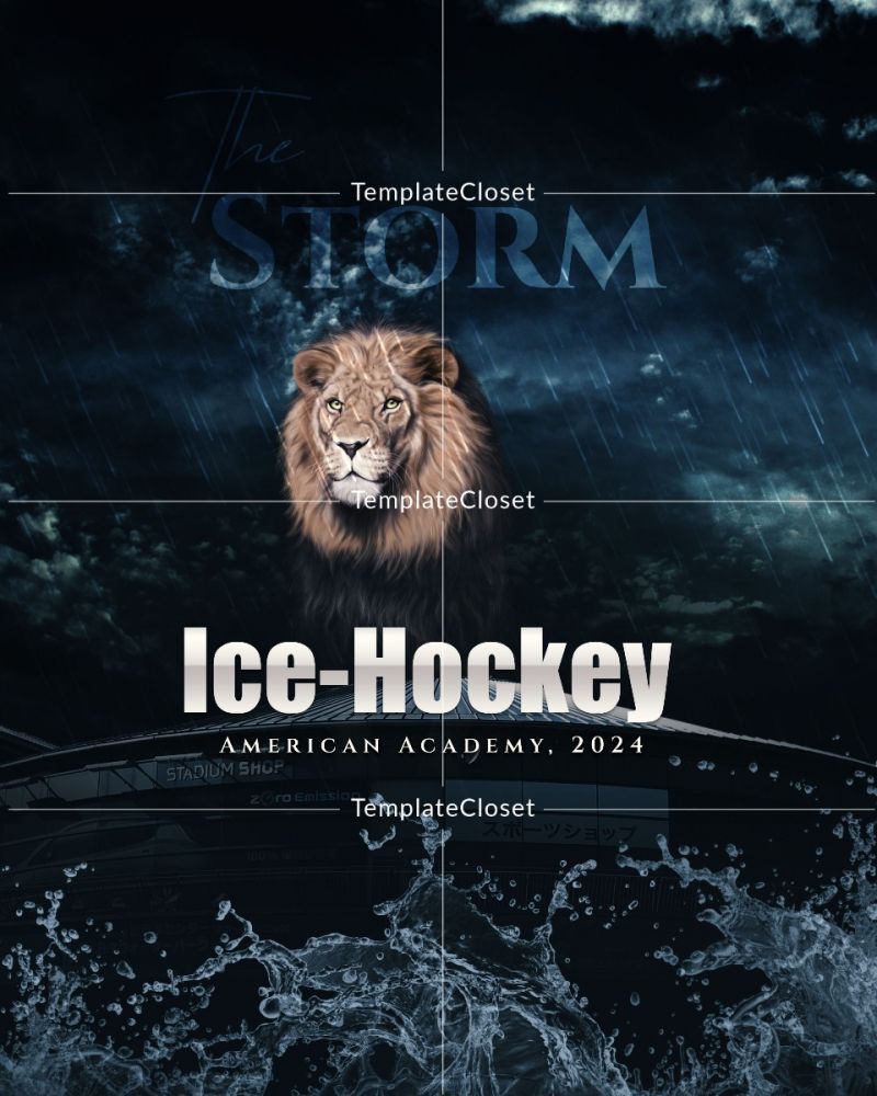Ice Hockey American High School Photoshop Layered Template