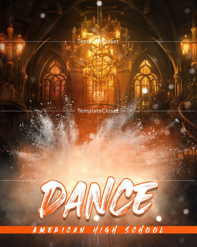 Dance Orange Effect Digital Photoshop Layered Template