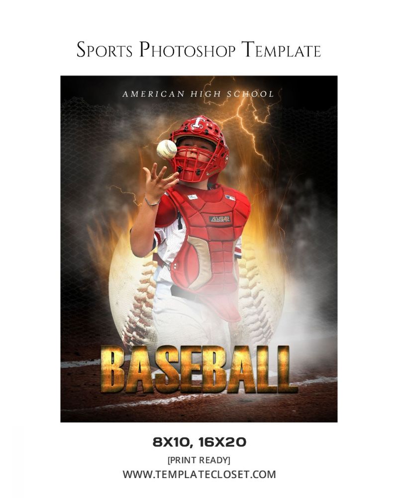 Baseball 3D Effect Photoshop Template