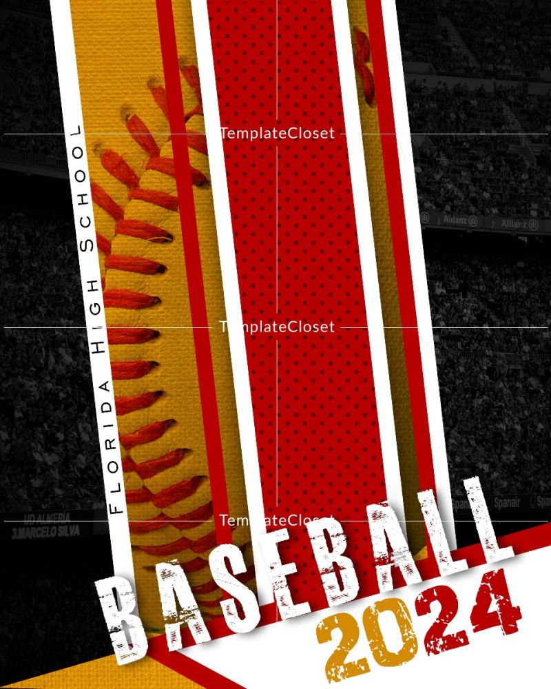 Baseball Yellow And Red Effect Customized Photography Template